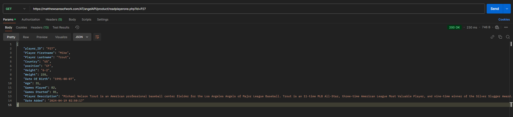 sample output